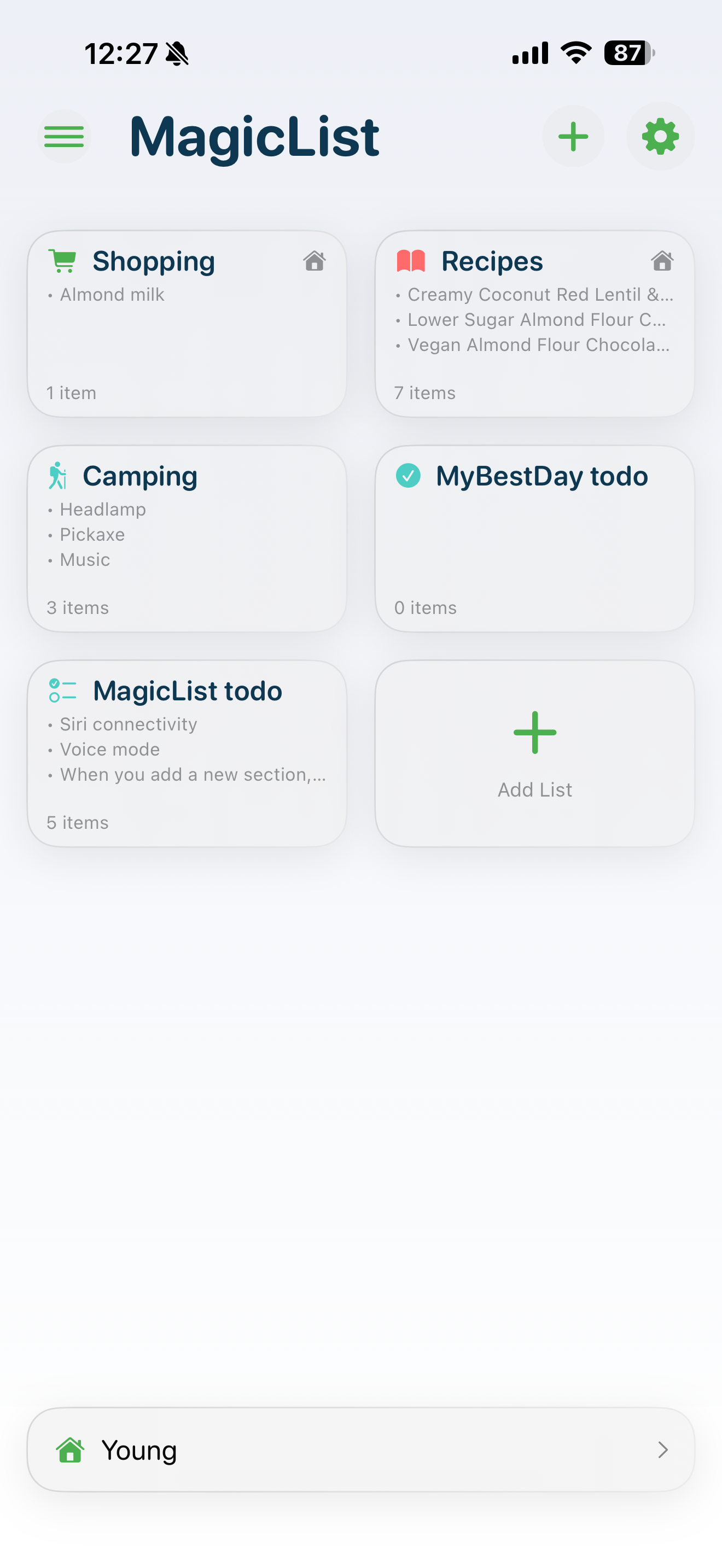 MagicList+ Home Screen