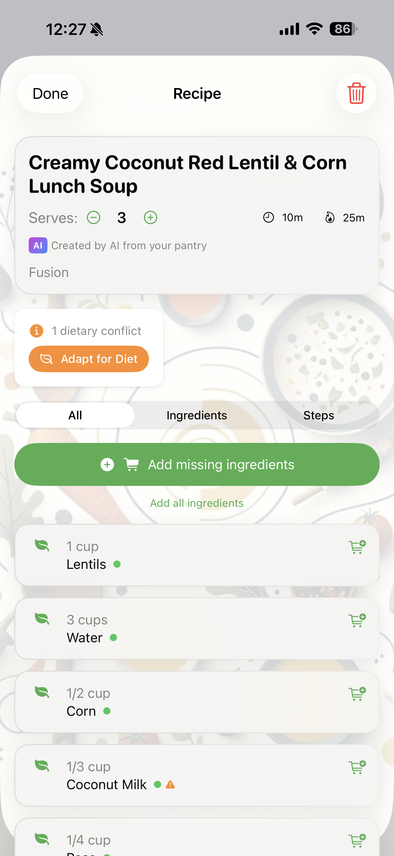 MagicList+ Recipe Details